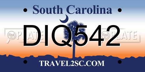 DIQ542 South Carolina License Plate