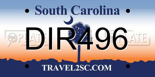 DIR496 South Carolina License Plate