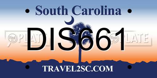 DIS661 South Carolina License Plate