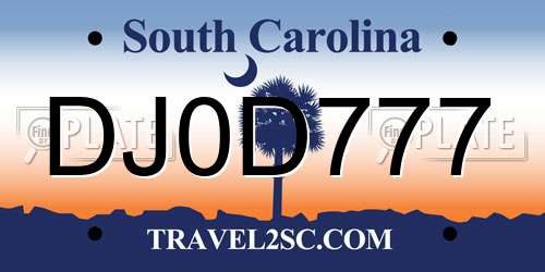 DJ0D777 South Carolina License Plate