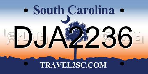 DJA2236 South Carolina License Plate