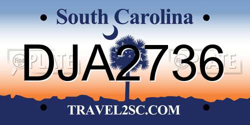 DJA2736 South Carolina License Plate