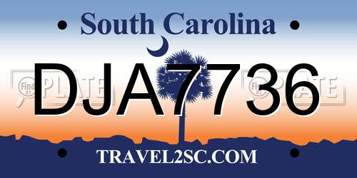DJA7736 South Carolina License Plate