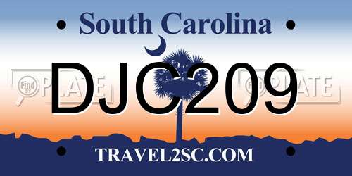 DJC209 South Carolina License Plate