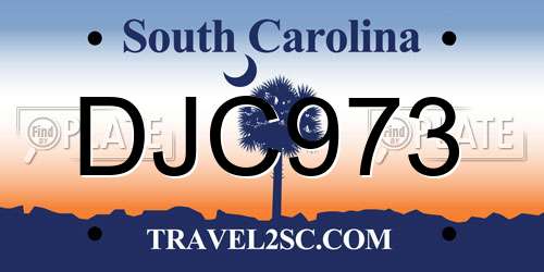 DJC973 South Carolina License Plate