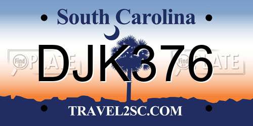 DJK376 South Carolina License Plate