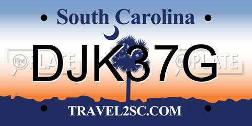 DJK37G South Carolina License Plate