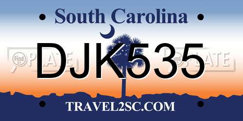 DJK535 South Carolina License Plate