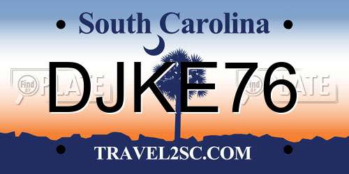 DJKE76 South Carolina License Plate