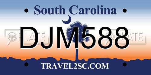 DJM588 South Carolina License Plate