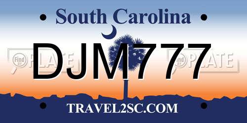 DJM777 South Carolina License Plate