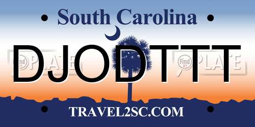 DJODTTT South Carolina License Plate
