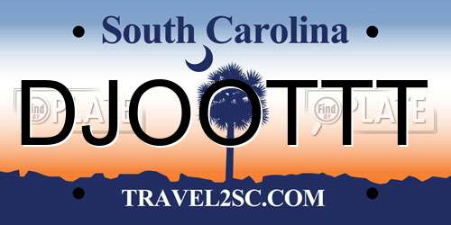 DJOOTTT South Carolina License Plate