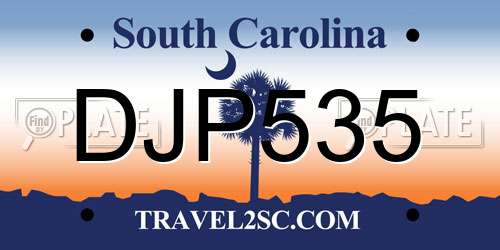 DJP535 South Carolina License Plate