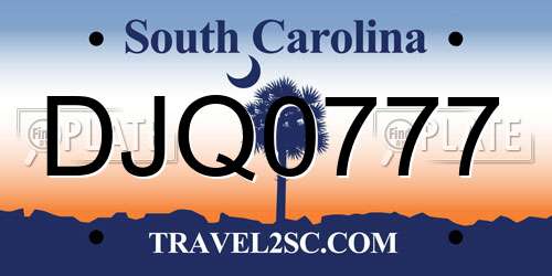 DJQ0777 South Carolina License Plate