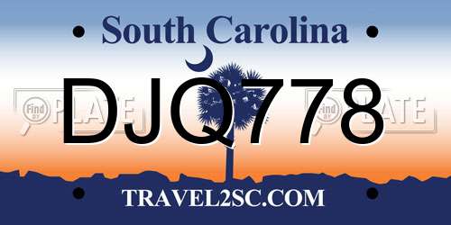 DJQ778 South Carolina License Plate