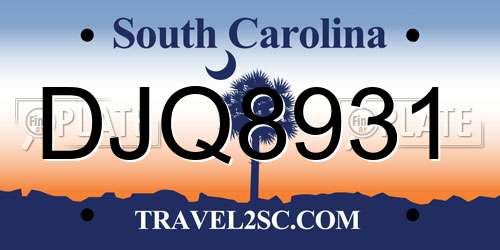 DJQ8931 South Carolina License Plate