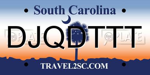 DJQDTTT South Carolina License Plate