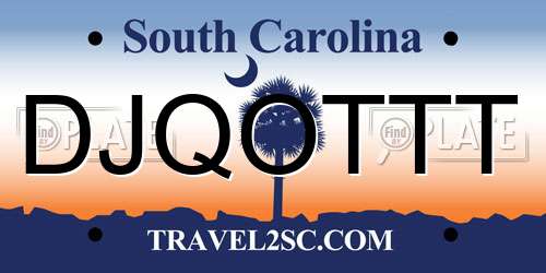 DJQOTTT South Carolina License Plate