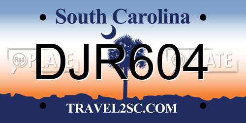 DJR604 South Carolina License Plate