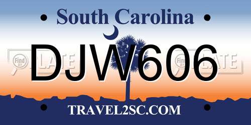 DJW606 South Carolina License Plate