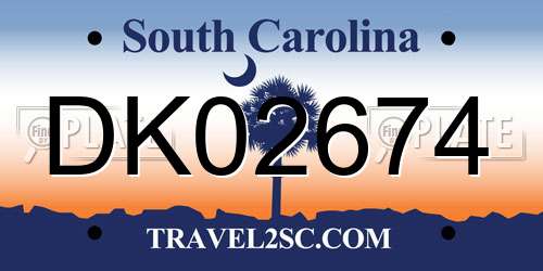 DK02674 South Carolina License Plate