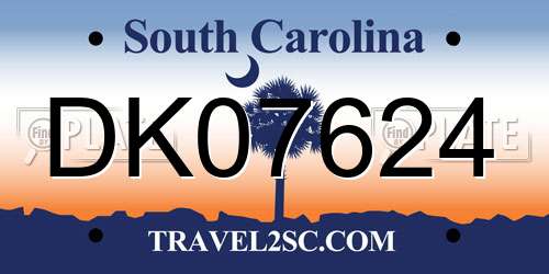 DK07624 South Carolina License Plate