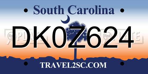 DK0Z624 South Carolina License Plate