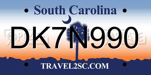 DK7N990 South Carolina License Plate