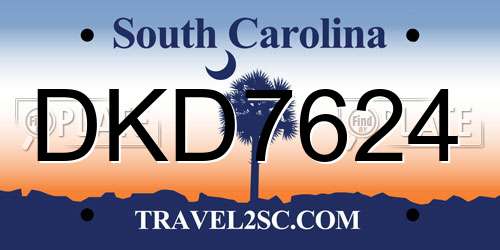 DKD7624 South Carolina License Plate
