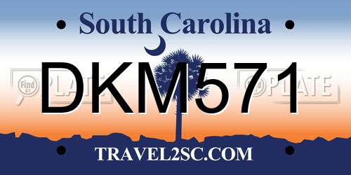 DKM571 South Carolina License Plate