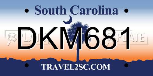 DKM681 South Carolina License Plate