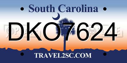 DKO7624 South Carolina License Plate