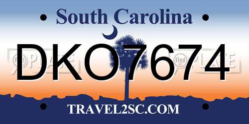 DKO7674 South Carolina License Plate