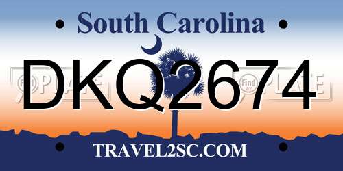 DKQ2674 South Carolina License Plate