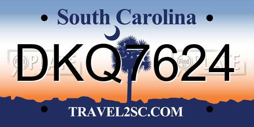 DKQ7624 South Carolina License Plate