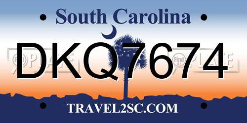 DKQ7674 South Carolina License Plate