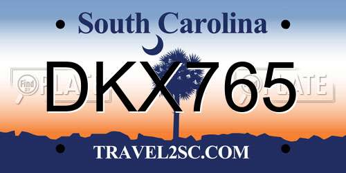DKX765 South Carolina License Plate
