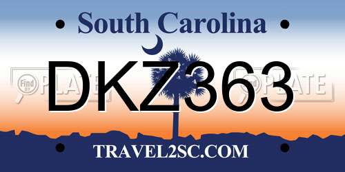DKZ363 South Carolina License Plate