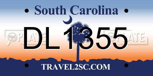 DL1355 South Carolina License Plate