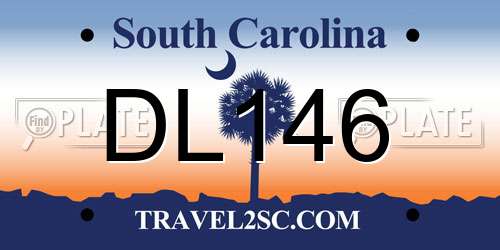 DL146 South Carolina License Plate