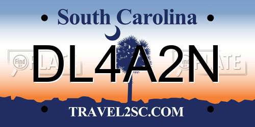 DL4A2N South Carolina License Plate