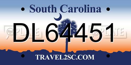 DL64451 South Carolina License Plate