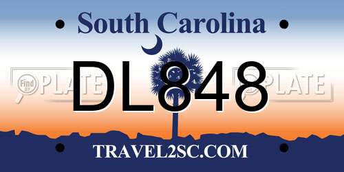 DL848 South Carolina License Plate