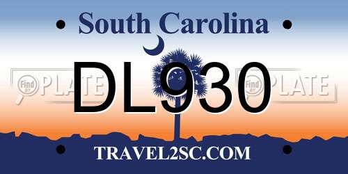 DL930 South Carolina License Plate