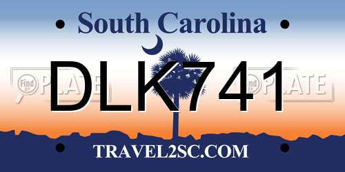 DLK741 South Carolina License Plate