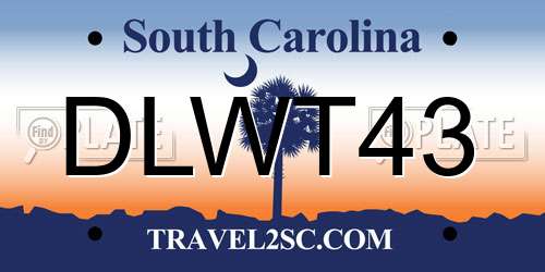 DLWT43 South Carolina License Plate