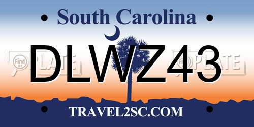 DLWZ43 South Carolina License Plate