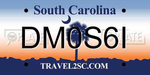 DM0S6I South Carolina License Plate