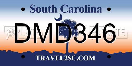 DMD346 South Carolina License Plate